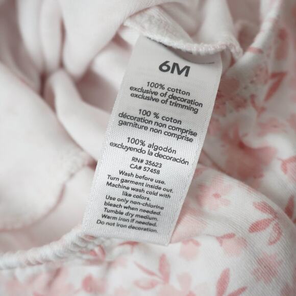 Carter's 2-Piece Convertible Snap Romper & Hat Set White Pink Floral Print (6m) - Picture 5 of 7